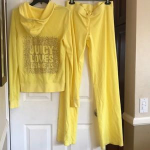Juicy Couture y2k Yellow velour Tracksuit with gold Swarovski on back of jacket